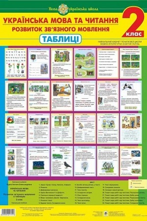 Обложка: Українська мова та читання. 2 клас. Розвиток зв’язного мовлення. Таблиці. НУШ