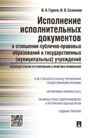 Cover: Ispolnenie ispolnitel′nych dokumentov v otnoshenii publichno-pravovych obrazovanij i gosudarstvennych (municipal′nych) uchrezhdenij. Zakonodatel′noe regulirovanie i praktika primeneniya. Nauchno-prakticheskoe posobie